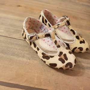 Mini Boden Leopard print T strap flats